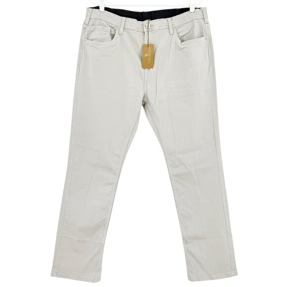 Elliot Mulryan Men's Stretch Flat Front Straight Leg Grey Chino Pants 38x32 NWT - Picture 1 of 12